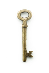 Antique vintage key on white background