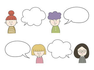 Smiling girl with speech bubble, vector illustration