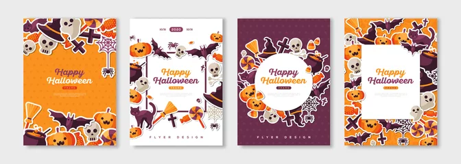 Rolgordijnen Happy Halloween posters set © kotoffei