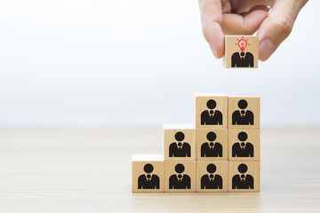 Business concept icons on Wooden Block.