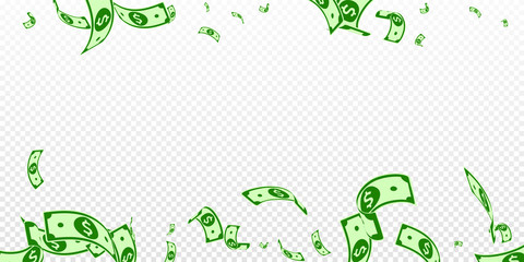 American dollar notes falling. Random USD bills on