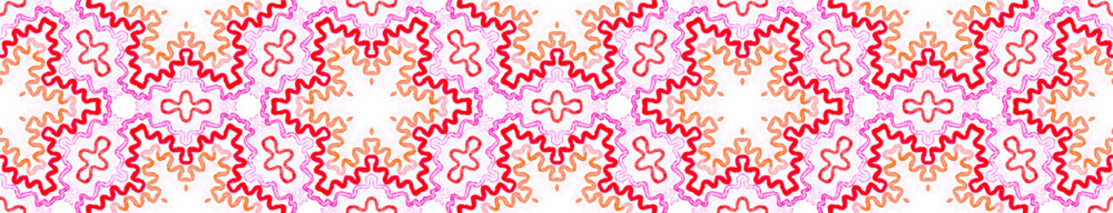 Pink red Seamless Border Scroll. Geometric Waterco