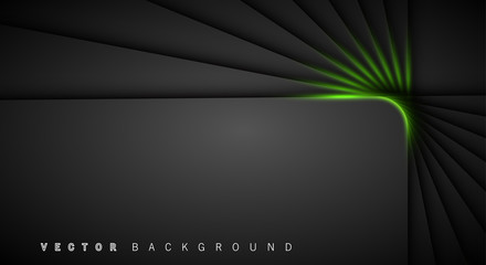 Fototapeta premium Green light line shadow dark grey luxury background