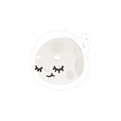 Sleeping moon in the sky cute cartoon character vector illustration isolated.