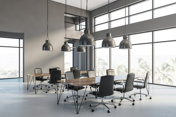 Gray panoramic conference room corner