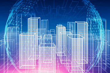 Digital city hologram and planet interface