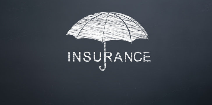 under the umbrella writing the word insurance