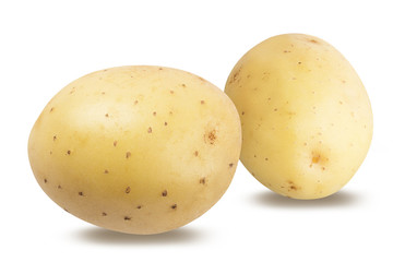 Fresh potatoes isolated on white background  with clipping path