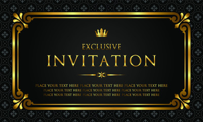 Exclusive invitation card - black and gold style