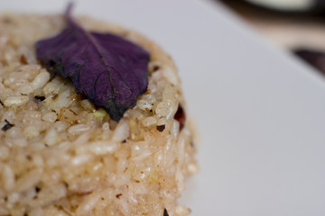 Congri dish of Cuban national cuisine. Macro