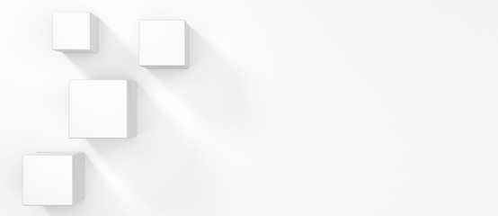 Fototapeta premium abstract white cubes on clean background as banner - 3D Illustration