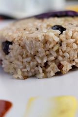 Congri dish of Cuban national cuisine. Congri, Rice with beans, a typical dish of Cuban food. Simple but delicious dish of rice with fried beans and Congri, typical Cuban dish