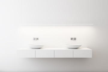 Naklejka na ściany i meble White bathroom interior with double sink