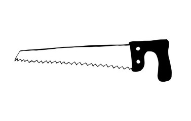 Iron hand saw. Vector drawing