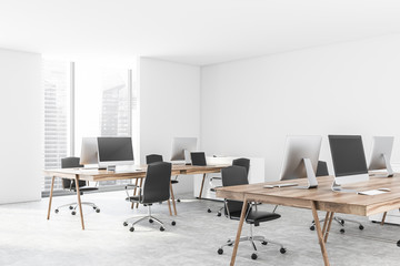 Stylish white open space office corner