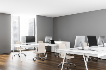 Gray open space office corner