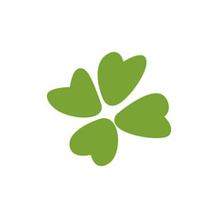 Clover with four petals isolated on white background. Abstract vector illustration