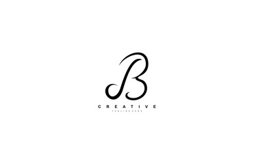 Typography Initial Letter B Manual Elegant Minimal Script Logotype
