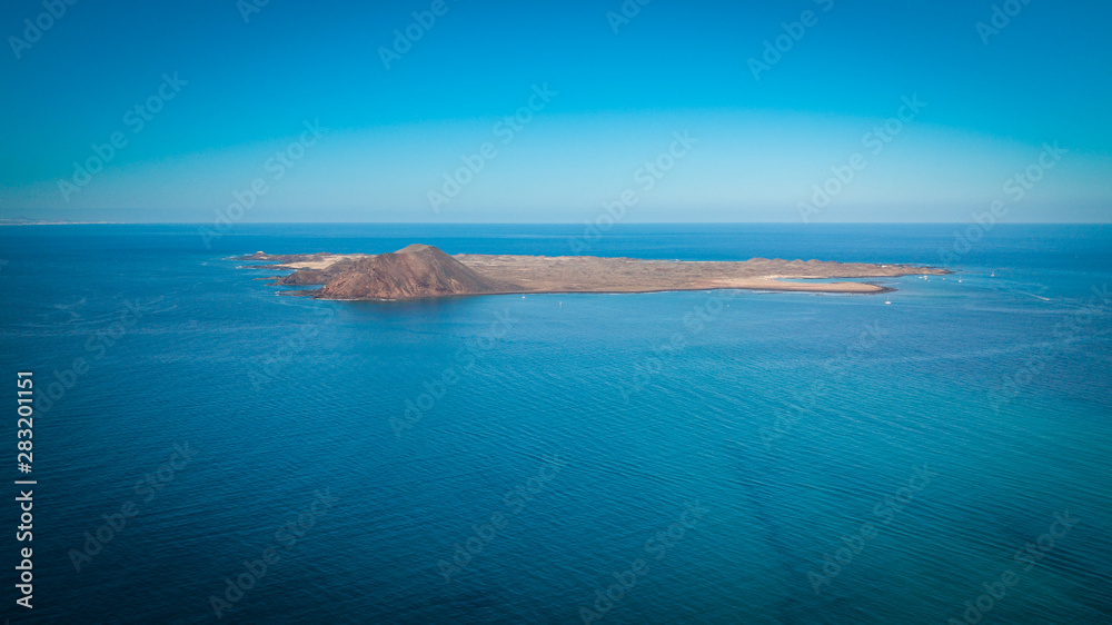 Sticker aerial view of the lobos island