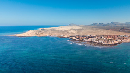Fototapeta na wymiar aerial view of Corralejo bay