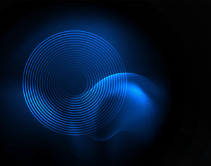 Shiny neon geometric waves template
