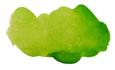 watercolor green stain on a white. hand-drawn element, photography texture splash paints on paper. background for text
