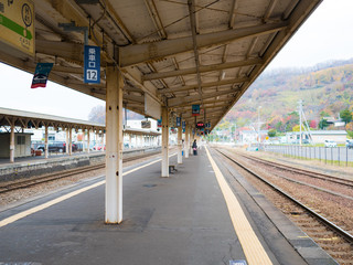 Naklejka na ściany i meble At the train station during the journey