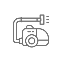 Vector vacuum cleaner, hoover, cleaning line icon.
