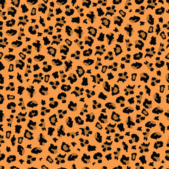 Orange and brown leopard print seamless background