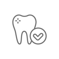 Vector healthy tooth, dental care line icon.