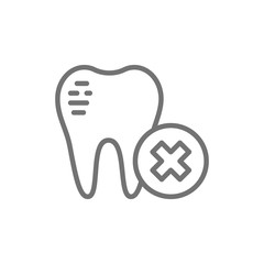 Obraz premium Damaged tooth enamel, dental broken line icon.