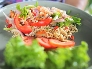 fresh salad with tomato and onion