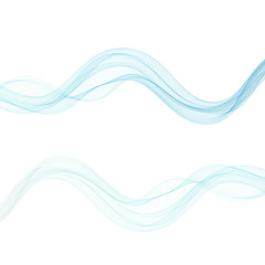 Set of blue wavy abstract waves on a white background. Brochure Template