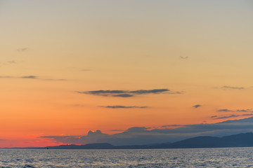 sunset on sea. long-exposure