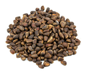pine nuts on a white background