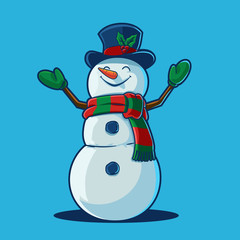 snowman with santa hat and scarf