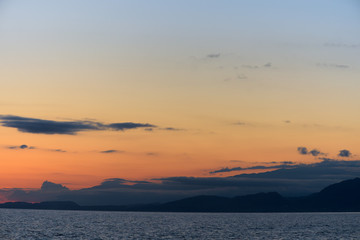 sunset on sea. long-exposure