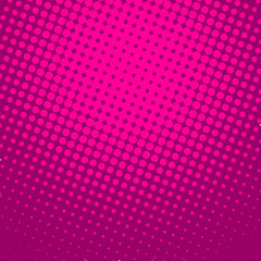 Magenta  pop art background in retro comic style with halftone dots design isolated