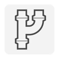 Pipe vector icon. Made from steel or metal connection by flange fitting fixing by screw and bolt. Part for pipeline construction to transport oil and gas in industry, water in plumbing and irrigation.