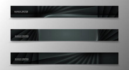 Fototapeta premium Banner collection, vector background with glowing neon gray stripes in a dark room.