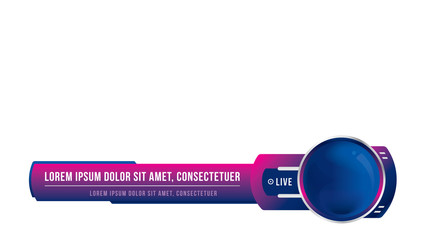 Vector video headline title or television news bar design template isolated on white background