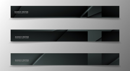 Fototapeta premium Banner collection, vector background with glowing neon gray stripes in a dark room.