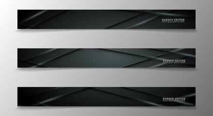 Fototapeta premium Banner collection, vector background with glowing neon gray stripes in a dark room.