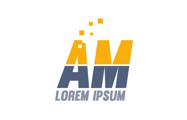 yellow blue AM A M alphabet letter logo company
