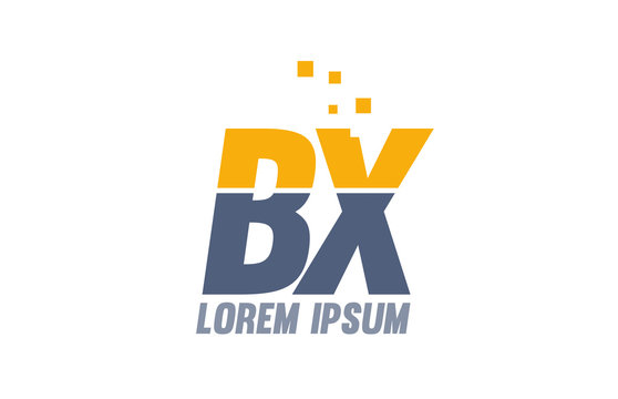 yellow blue BX B X alphabet letter logo company