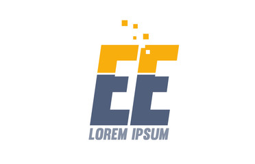 yellow blue EE E E alphabet letter logo company