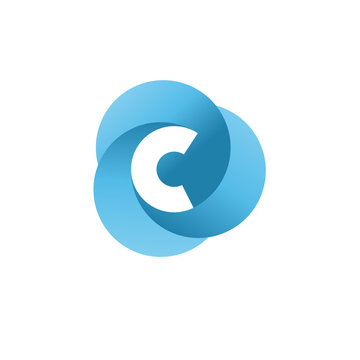 creative initial letter c with three blue circle color logo vector concept