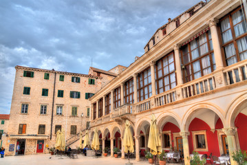 Traditional houses in the old town of Sibenik in Croatia