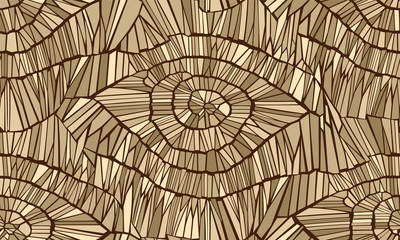 Abstract seamless vector pattern. Cracks, leaves, veins, and wood. Yellow and beige colors. Isolated background