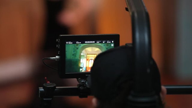 Movie camera in the studio